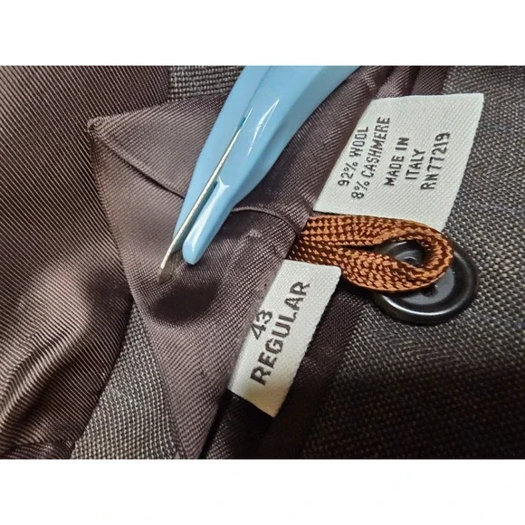 Pronto Uomo 2 Piece Suit‎ Mens 43R Brown Super 120's Wool Cashmere Pants 34x30